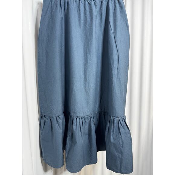 Kerri Rosenthal Madeline Maxi Cotton Ruffled Skirt In Slate Blue Sz XL - Picture 1 of 7